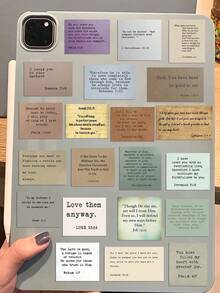 50入組創意復古聖經塗鴉、字母貼紙，適用於吉他、筆記本、行李箱DIY繪畫、祈禱紀錄、筆記，防水貼紙 - 彩色 - 查看 5