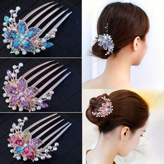 1个全新闪亮合金水钻发梳，耀眼装饰发夹，适合女孩佩戴，闪亮时尚配饰，牢固耐用，完美适合日常佩戴，也是送给女性的理想礼物。礼品、旅行、送给女性的礼物、美发用品、圣诞袜填充物、送给女性的圣诞袜填充物、圣诞礼物、圣诞袜填充物、送给女性的礼物、成人圣诞袜填充物、成人圣诞袜填充物、美发用品、女性配饰、圣诞袜填充物、成人礼发饰、圣诞发饰、送给女性的礼物创意、美容圣诞袜填充物