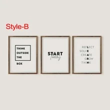 3入組辦公室家庭勵志啟發畫布牆藝術海報，正向自我關懷肯定美學肯定藝術，無框 - 黑與白 - 查看 10