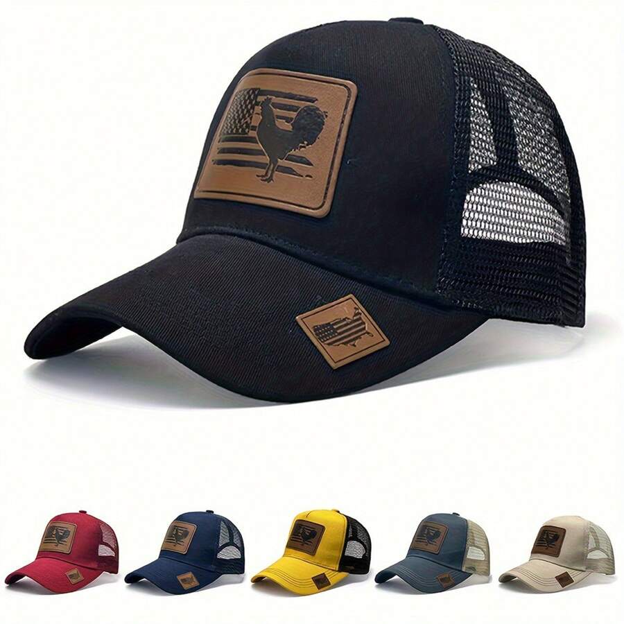 1pc Farm Rooster Embroidered Baseball Mesh Cap, Country Style Fashion Outdoor Sports - Rooster Baseball Mesh Cap - View 1