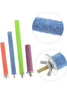 1入組鸚鵡彩色砂磨站棒與磨爪棒，寵物鳥籠立式玩具設置物，鳥籠配件，磨床，磨爪頭，鳥類訓練用品，鳥類歇息架，適用於鸚鵡，鶯鳥,牡丹鳥啄咬和磨爪，鳥類棲息架配件，小鸚鵡，鸚鵡，小鸟啄木鸟咀嚼棒，隨機配送顏色 - 灰色 - 查看 10