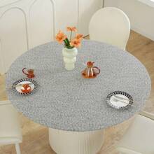 1pc Printed Round Tablecloth, Vinyl Flannel Backed Table Cover, 100% Waterproof And Oil-Resistant Plastic Tablecloth, Spring Flower Tablecloth, Round Elastic Edge, Suitable For Dinner Parties, Outdoors, And Picnics.