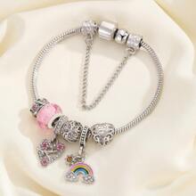 1pc Fashionable Charm Mermaid Tail Rainbow Cloud Feather Sun Moon Star Pendant Women's Everyday Summer Style Bracelet