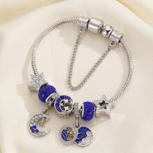 1pc Fashionable Charm Mermaid Tail Rainbow Cloud Feather Sun Moon Star Pendant Women's Everyday Summer Style Bracelet