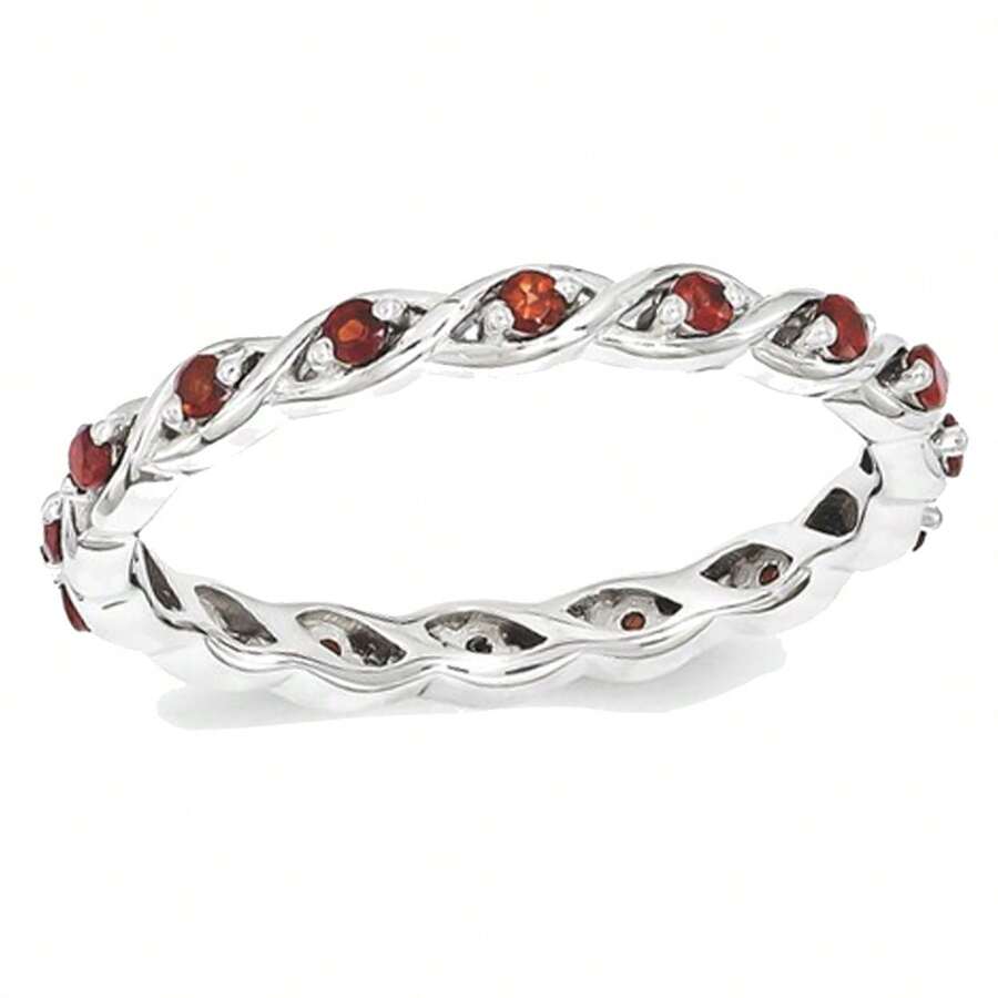 Gem And Harmony 1/3 Carat (Ctw) Garnet Eternity Twist Band Ring In Sterling Silver - Nhiều màu - Xem 1