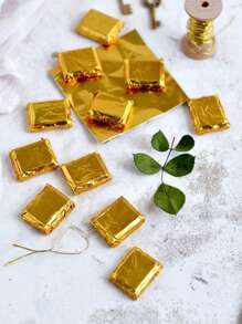 100pcs Gold Foil Candy Chocolate Wrappers, Suitable For Party, Wedding, Banquet, Birthday, Family Gathering Candy Chocolate Packaging, Halloween Candy Wrapping Paper - Multicolor - View 3