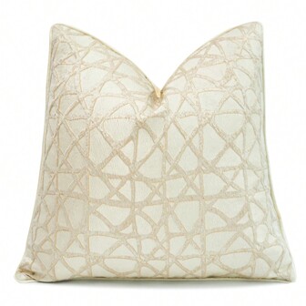 1個聚脂靠墊套，奶油色現代極簡風格豪華家居裝飾沙發墊套，適用於客廳或旅店，可客製化，不含枕芯，適用於酒店、派對、臥室裝飾，可選擇正方形形狀，尺寸包括30x50cm、45x45cm、50x50cm、60x60cm