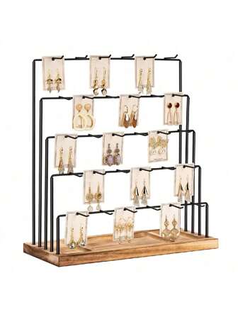 DEFINICE 1pc Earring Display Stands For Selling , Earring Rack Display Holder Stand, Jewelry Display For Selling Earring Cards, Bracelets, Hair Accessories, Rings, Necklaces 15"W X 6"D X 15.5"H (30 Hooks) Valentine Day