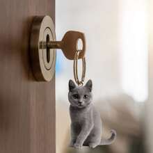 1 件 2D 亚克力奶牛猫蓝猫形吊坠钥匙扣背包装饰礼品配件汽车配件包饰背包适合学校字母 - 彩色 - 查看 4