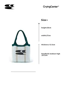 CryingCenter Mint Manbo Túi tote dệt kim đi biển mùa hè Túi xách vuông - Màu xanh Bạc hà - Xem 7