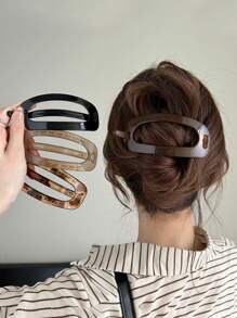 4pcs Minimalist Ellipse Shape Hair Clips, Elegant Women's Hair Accessories, For Holding Hair In Place - Multicolor - View 1