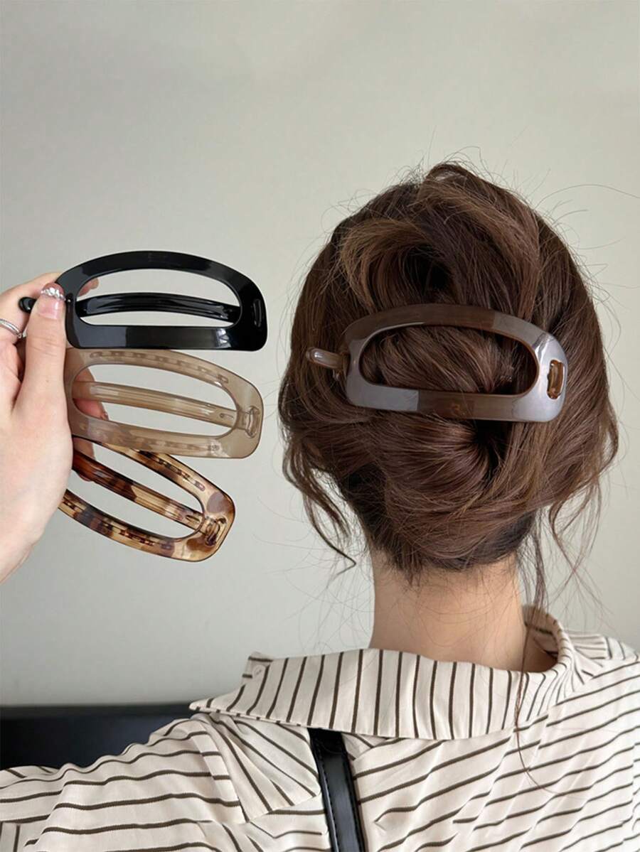 4pcs Minimalist Ellipse Shape Hair Clips, Elegant Women's Hair Accessories, For Holding Hair In Place - Multicolor - View 1