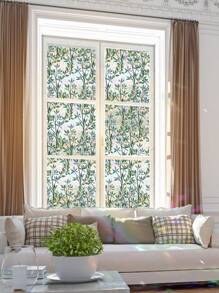 1 Roll Colorful Static Cling Glass Window Privacy Film, 3D Rainbow Vine Leaf Double-Sided Static Cling Glass Sticker, 11.84/19.68 Inch Wide, Multiple Sizes Available, Curtains For Living Room, Christmas Party, LPS Christmas Backdrop - Multicolor - View 8