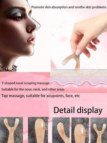 臉部Y形鼻按摩棒，鼻橋按摩，穴位刮痧，按摩舒緩疲勞，按摩器通過臉部按摩減輕腫脹，舒緩並改善膚色，幫助肌膚散發光彩 - 彩色 - 查看 3