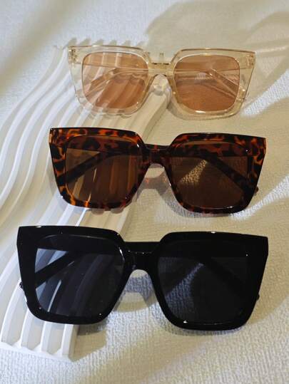 3 st snygga solglasögon med fyrkantiga bågar, lämpliga för fiske, resor, vandring och fotografering, strandaccessoarer för kvinnor, solglasögon, solglasögon, solglasögon, basplagg och kostym för tröja, jeans, träningsbyxor, huvtröjor, jackor, klänning och långärmad tröja, trendig solglasögon, elegant outfit, familjeutflykter, resor, semester, sommar, strandsemester, utomhus, resor