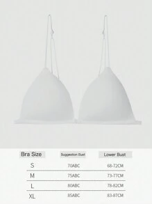 1pc French Style Wireless Triangle Cup Sexy Backless Bra For Women, Lightweight And Push-Up, With Front Buckle, Suitable For Women, Lingerie - White - View 2