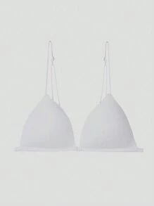 1pc French Style Wireless Triangle Cup Sexy Backless Bra For Women, Lightweight And Push-Up, With Front Buckle, Suitable For Women, Lingerie - White - View 5