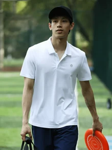 BMAI 1 件男友风格男士运动短袖 Polo 衫：夏季短袖翻领健身上衣，透气，适合通勤和商务休闲装。 - 白色 - 查看 8
