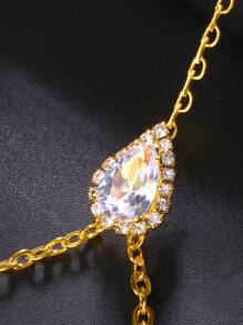 1入金色新娘背部鏈條身體珠寶，豪華鋯石婚禮項鍊 - 金色 - 查看 2