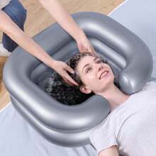 Inflatable Shampoo Basin - Portable Shampoo Bowl, Hair Washing Basin For Bedridden, Disabled,Injured, Hair Wash Tub For Dreadlocks And At Home Sink Washing (Silvery) - 銀色 - 查看 1