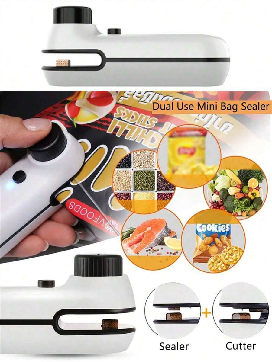 Mini Bag Sealer, USB Charger Bags Heat Sealer Capper, Reseals Snack