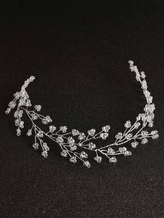 1 pieza Diadema elegante con cadena de cristal y perla para mujeres, adecuada para bodas, fiestas y reuniones, accesorio para el Día de San Valentín