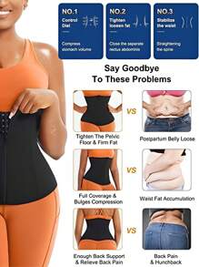 2Pcs Adjustable Waist Trainer Corset For Women - 3-Row Hook Tummy Control, Sweat Belt Body Shaper For Weight Loss And Workout