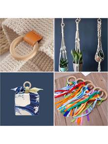 Natural Wood Rings For Crafts, Macrame Rings For DIY, Wooden Rings Without Paint, Pendant Connectors - Khaki - View 5