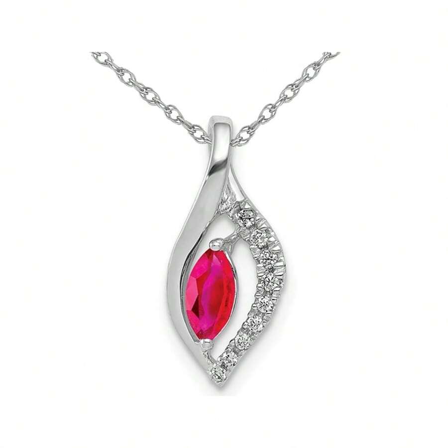 Gem And Harmony 1/3 Carat (Ctw) Marquise-Cut Ruby Pendant Necklace In ...