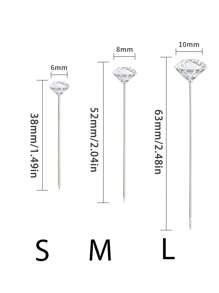 50/100ocs Crystal Rhinestone Decor Head Pins With Plastic Box,Multifunction Fixed Needle,Multiple Sizes Faux Rhinestone Decor Fixing Pin For DIY Sewing,Wedding Sewing Diy Craft Decoration - White - View 4