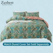 Zusbest Zusbest 4 Pcs Percale Cotton Teal Blue Bed Sheets Set Boho American Style Bedding Luxury Soft Breathable Crisp Bed Deep Pocket Fitted Sheet For All Season