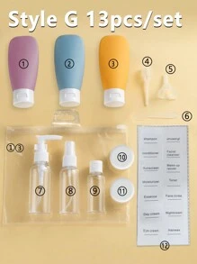 Set de bouteilles de voyage en silicone souples et rechargeables - étanches et compressibles pour le shampooing, les lotions et les articles de toilette - parfait pour les bagages cabine et les déplacements, set de bouteilles de voyage, contenants cosmétiques vides rechargeables pour shampooing, gel douche, bouteilles de voyage pour lotions, sous-bouteilles compressibles de 60 ml, essentiels de voyage, vacances, fournitures scolaires - Multicolore - Voir 19