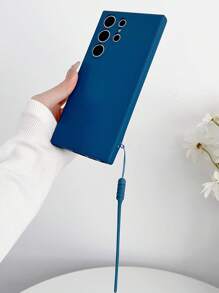 Podstawowe etui na telefony iPhone 16 1 szt. Jednokolorowe silikonowe etui na telefon z paskiem na szyję, kompatybilne z telefonami Samsung i Apple - Niebieski - Zobacz 3