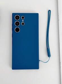 Podstawowe etui na telefony iPhone 16 1 szt. Jednokolorowe silikonowe etui na telefon z paskiem na szyję, kompatybilne z telefonami Samsung i Apple - Niebieski - Zobacz 2