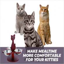 Pet Store Wood Multi-Cat Raised Feeder With 3 Metal Bowls - Multicolor - View 2