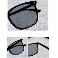 1pc Black Frame Tinted Eyeglasses For Men, Premium Cool Unisex Square Shaped Eyewear, Essential Fashion Accessory For Outdoor Activities, Travel, Fishing, Cycling, Parties