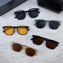 1pc Black Frame Tinted Eyeglasses For Men, Premium Cool Unisex Square Shaped Eyewear, Essential Fashion Accessory For Outdoor Activities, Travel, Fishing, Cycling, Parties