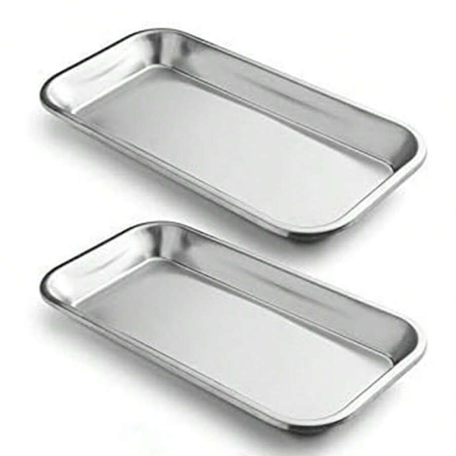 1Pc/2/3pcs Tray, Stainless Steel Tray For Lab Instrument Supplies, Tattoo Tool (Silver) - Multicolor - View 1