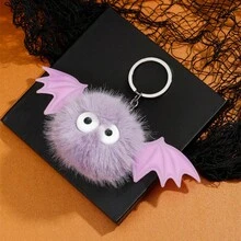 1PC Halloween Bat Fur Ball Keychain Silicone Bat Bag Pendant Ins Plush Little Monster  Keychain - Multicolor - View 5