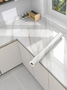 1 件大理石图案自粘瓷砖贴纸，适用于厨房台面、贴纸、墙贴花、乙烯基贴花，用于家居装饰、春季装饰品让您的家焕然一新、Rama 装饰贴纸