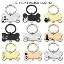 Bone Personalized Dog Tags - Double Sided Engraved Pet Name Tags For Pets Double Sided Stainless Steel Pet Id Tags - Rose Red - View 2