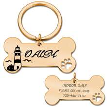 Bone Personalized Dog Tags - Double Sided Engraved Pet Name Tags For Pets Double Sided Stainless Steel Pet Id Tags - Rose Red - View 10