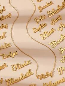 1pc Name Custom Name Necklace Personalized Gold Nameplate Customized Jewelry Gift For Women