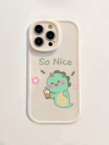 Cute Cartoon Phone Case, Small Dinosaur Patterned Phone Cover, Simple White Phone Case, Camera Protection Design Phone Case, Compatible With Samsung And IPhone Models: IPhone 11/12/13/14/15/15 Pro Max, Galaxy A54 5G/A34 5G/A32 5G/S21FE/A53 5G/S23 Ultra/A12/S22/A23/A14/A21S/A33/S20FE/S21 5G/A32 4G/S21 Ultra/S24 PLUS/S24/S24 Ultra/A13 4G/S22 Ultra/A52/A52S 5G/S23 - Multicolor - View 5
