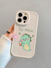 Cute Cartoon Phone Case, Small Dinosaur Patterned Phone Cover, Simple White Phone Case, Camera Protection Design Phone Case, Compatible With Samsung And IPhone Models: IPhone 11/12/13/14/15/15 Pro Max, Galaxy A54 5G/A34 5G/A32 5G/S21FE/A53 5G/S23 Ultra/A12/S22/A23/A14/A21S/A33/S20FE/S21 5G/A32 4G/S21 Ultra/S24 PLUS/S24/S24 Ultra/A13 4G/S22 Ultra/A52/A52S 5G/S23 - Multicolor - View 2