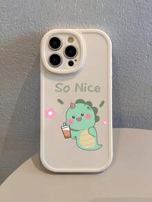 Cute Cartoon Phone Case, Small Dinosaur Patterned Phone Cover, Simple White Phone Case, Camera Protection Design Phone Case, Compatible With Samsung And IPhone Models: IPhone 11/12/13/14/15/15 Pro Max, Galaxy A54 5G/A34 5G/A32 5G/S21FE/A53 5G/S23 Ultra/A12/S22/A23/A14/A21S/A33/S20FE/S21 5G/A32 4G/S21 Ultra/S24 PLUS/S24/S24 Ultra/A13 4G/S22 Ultra/A52/A52S 5G/S23 - Multicolor - View 6