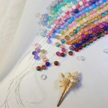360pcs/720pcs 8mm Bicolor Crackle Glass Beads Jewelry Making Kit, Including Scissors And Elastic Cord, Suitable For DIY Bracelet Necklace Crafts Gifts