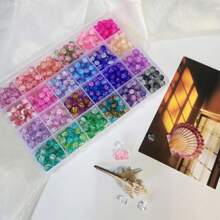 360pcs/720pcs 8mm Bicolor Crackle Glass Beads Jewelry Making Kit, Including Scissors And Elastic Cord, Suitable For DIY Bracelet Necklace Crafts Gifts