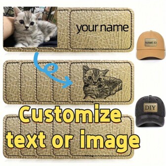 [Customized]Genuine Leather Patch Labels - Can Be Customized Through Laser Engraving, UV Printing, Embossing And Debossing - Rectangle Shape, Strong Adhesive, Iron-On, Heat Press, Sewing, Great For Repairing Synthetic Leather Hat Labels, Etc.