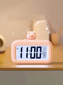 1Pc Cute Pink  Piglet Electronic Alarm Clock,  Electronic Clock Clear Display For Girls Mini Size